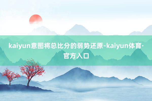 kaiyun意图将总比分的弱势还原-kaiyun体育·官方入口