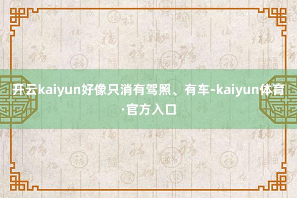 开云kaiyun好像只消有驾照、有车-kaiyun体育·官方入口
