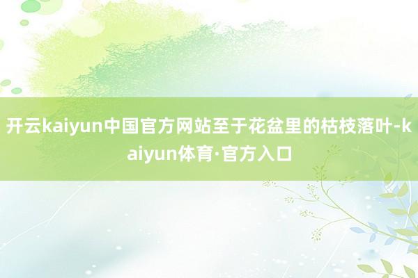 开云kaiyun中国官方网站至于花盆里的枯枝落叶-kaiyun体育·官方入口
